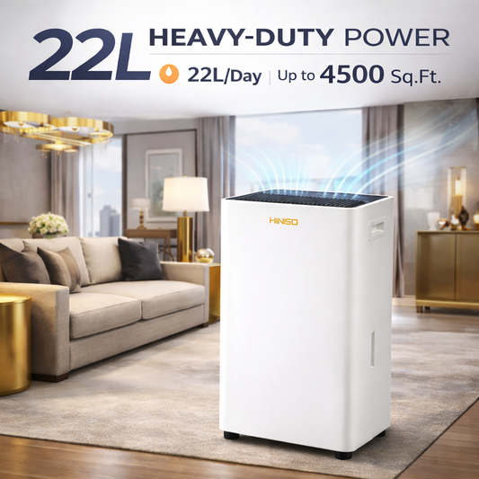 HINISO 22L Smart WiFi Dehumidifier with HEPA 13 | 4500 Sq.ft Coverage | UV & Ionizer | 5.5L Tank | Auto Defrost | Clothes Dry Mode