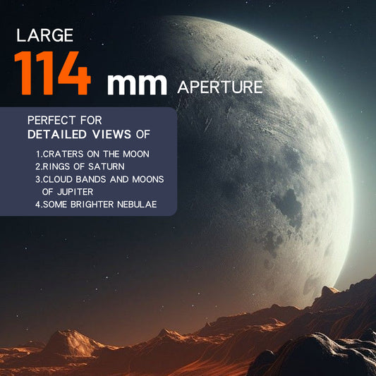 HINISO 114AZ Telescope 114mm Reflector 1000mm Focal Length | 40x–200x | Moon Viewing | Tripod, Phone Adapter & BT Remote