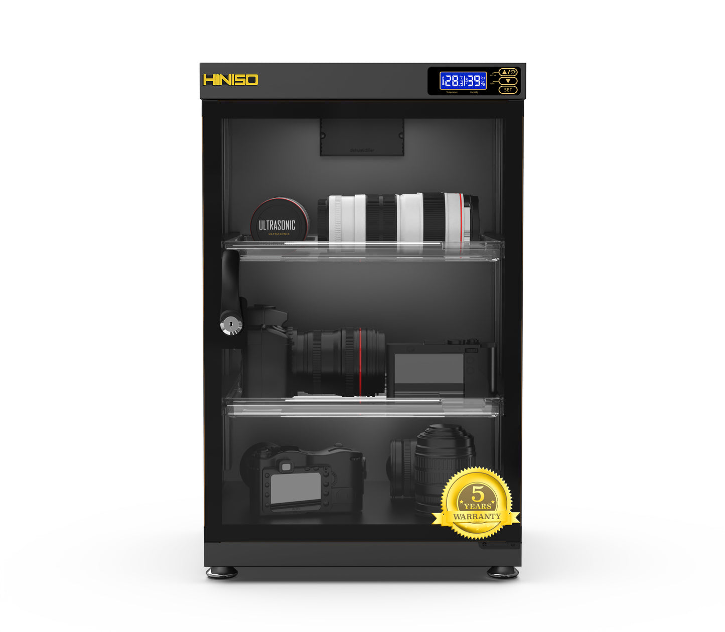 HINISO AD-80S Digital Display Dry Cabinet for Cameras - 80 liters | Comes Up with Built-in Hygrometer for Humidity Control | Safe & Durable Lens Storage