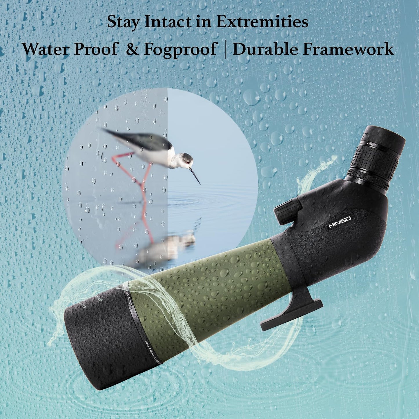 Hiniso 20-60x80 HD Spotting Scope with Tripod, Phone Adapter & Carry Bag | BAK4 Prism, Single Focus, Waterproof & Fogproof Telescope for Bird Watching, Stargazing & Target Shooting