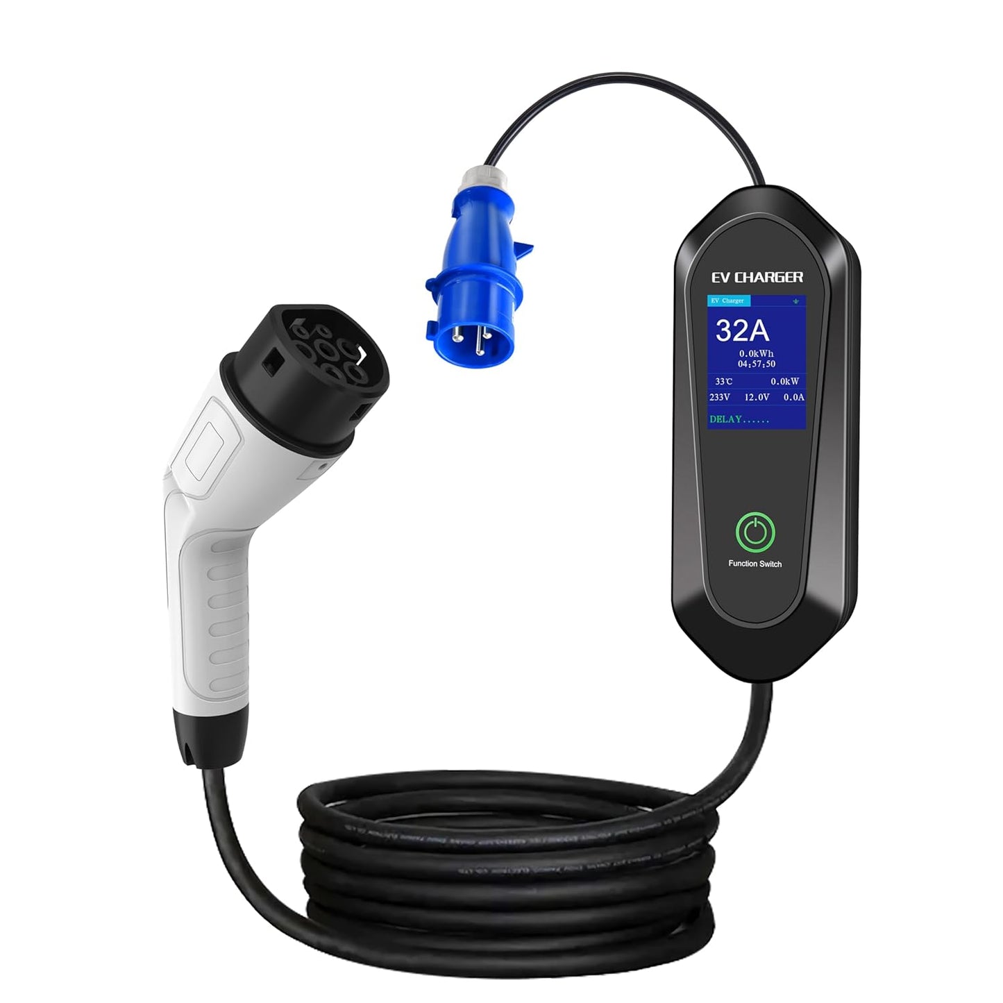 Hiniso 32A Portable EV Charger | Type 2, WiFi, IP67, LED