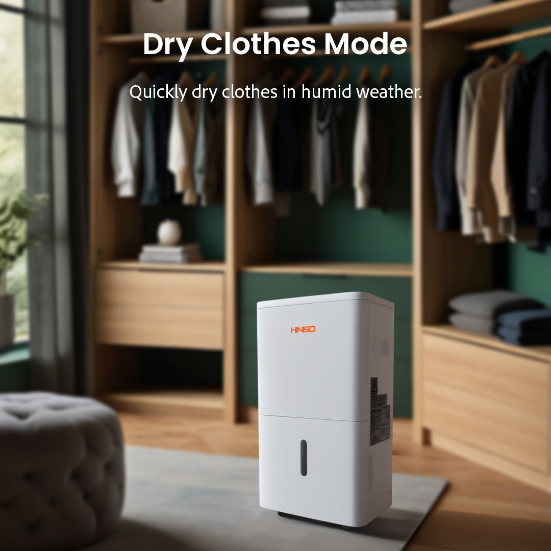 HINISO 30L WiFi Smart Dehumidifier for Home & Basement up to 5500 Sq.ft | App Control, 6.5L Tank, Drain Hose, Ionizer, Auto-Defrost, Quiet Operation, Clothes Dry Mode
