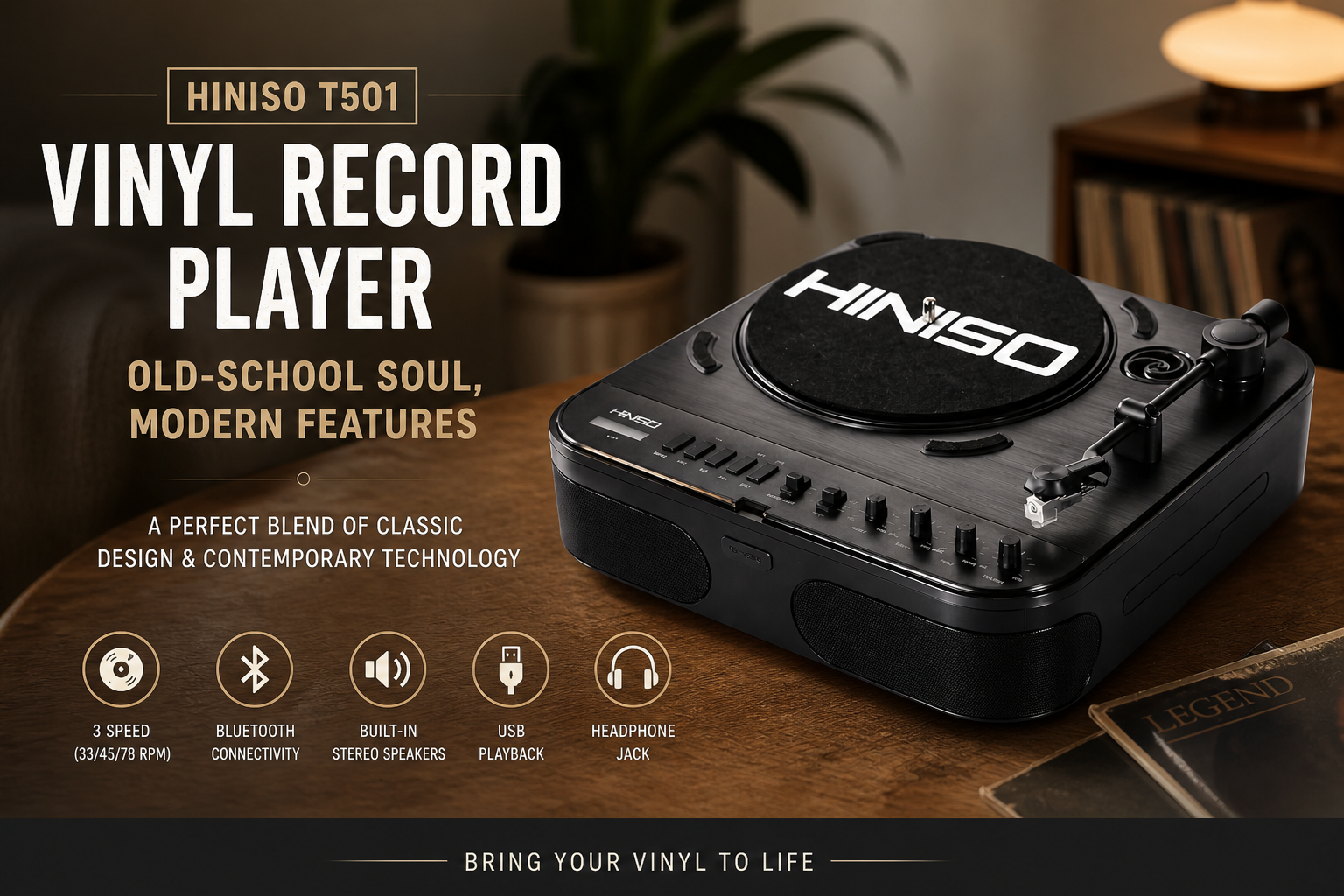 HINISO T501 Vinyl Record Player: Old-School Soul, Modern Features