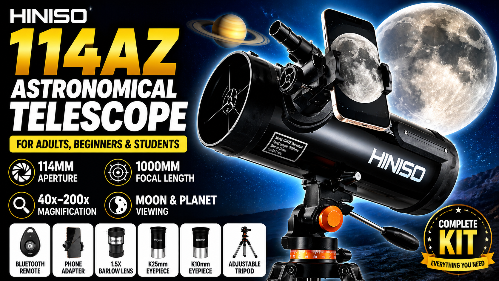 Load video: Hiniso 114AZ Telescope