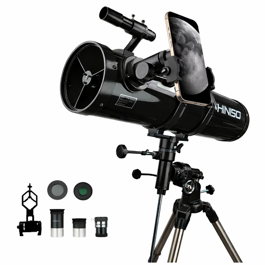 HINISO 150EQ Telescope 150mm Newtonian Reflector with EQ Mount | Advanced Moon & Planet Viewing | Tripod, Phone Adapter & BT Remote