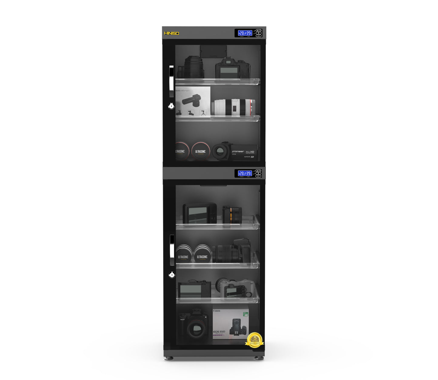 HINISO AD-160S 160 liters Electronic Dry Cabinet with Humidity Controller & Digital Display. (Black)
