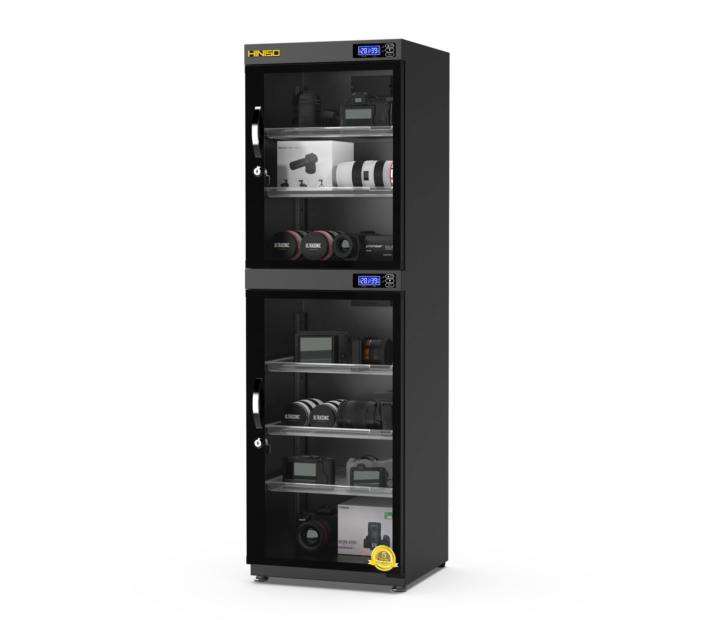 HINISO AD-160S 160 liters Electronic Dry Cabinet with Humidity Controller & Digital Display. (Black)