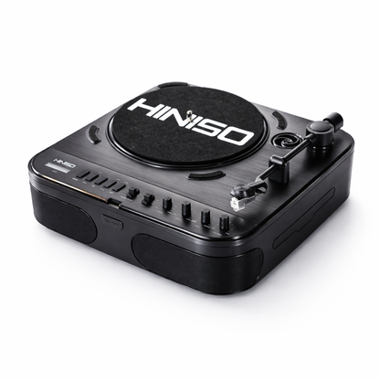 HINISO T501 Bluetooth Vinyl Record Player, 3-Speed Turntable (33/45/78 RPM), USB/SD Recording, FM Radio, RCA & AUX, Diamond Stylus
