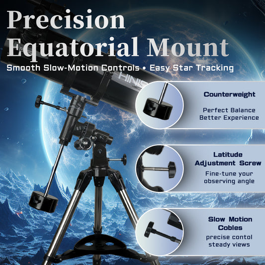 HINISO 150EQ Telescope 150mm Newtonian Reflector with EQ Mount | Advanced Moon & Planet Viewing | Tripod, Phone Adapter & BT Remote