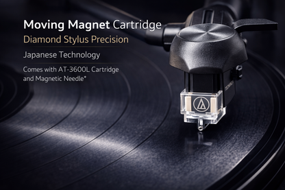 HINISO T501 Bluetooth Vinyl Record Player, 3-Speed Turntable (33/45/78 RPM), USB/SD Recording, FM Radio, RCA & AUX, Diamond Stylus