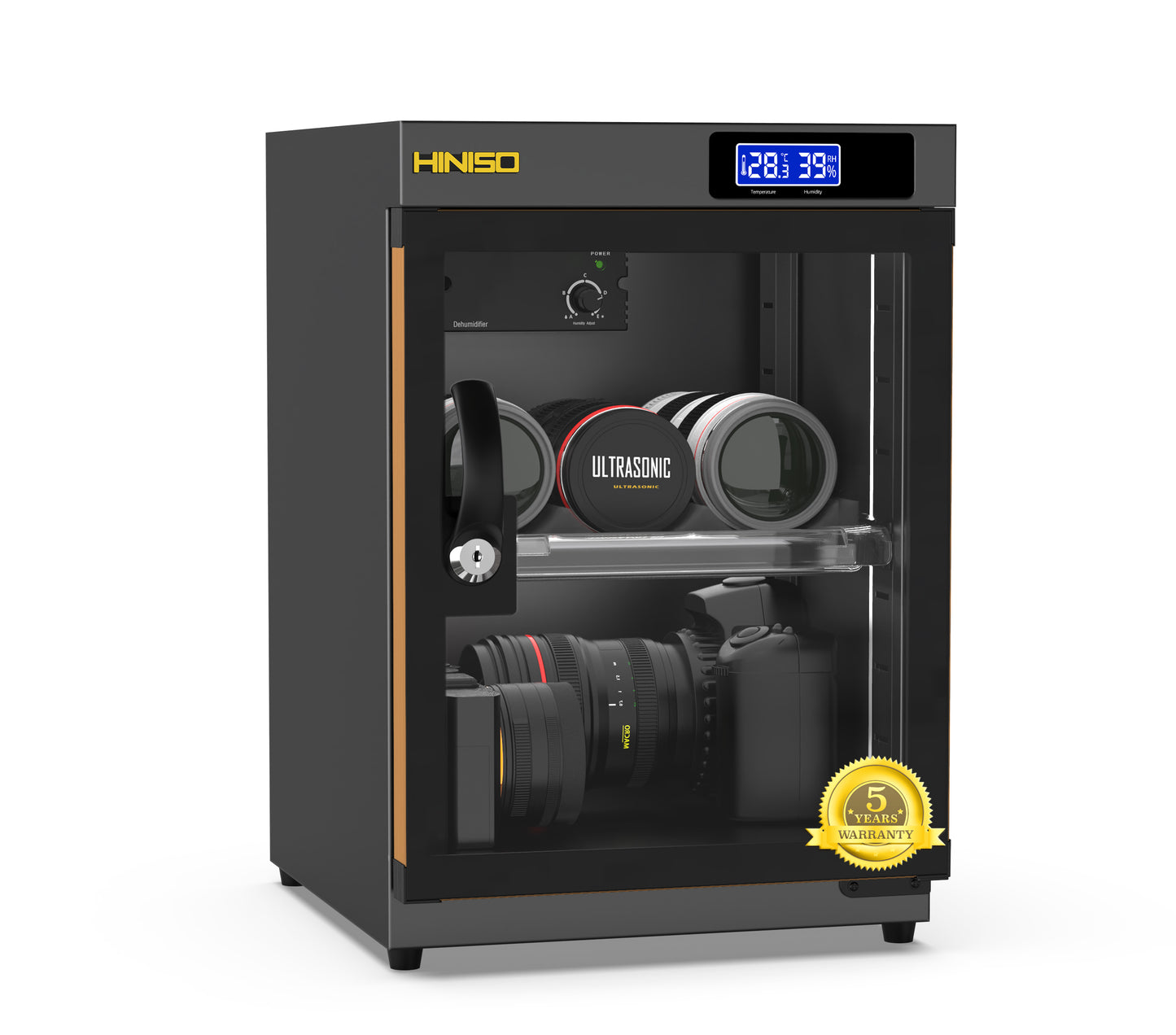 HINISO AD-30C Digital Display Dry Cabinet For Cameras - 34 Litres | Comes Up With BUILT-IN HYGROMETER For Humidity Control | Safe & Durable Lens Storage