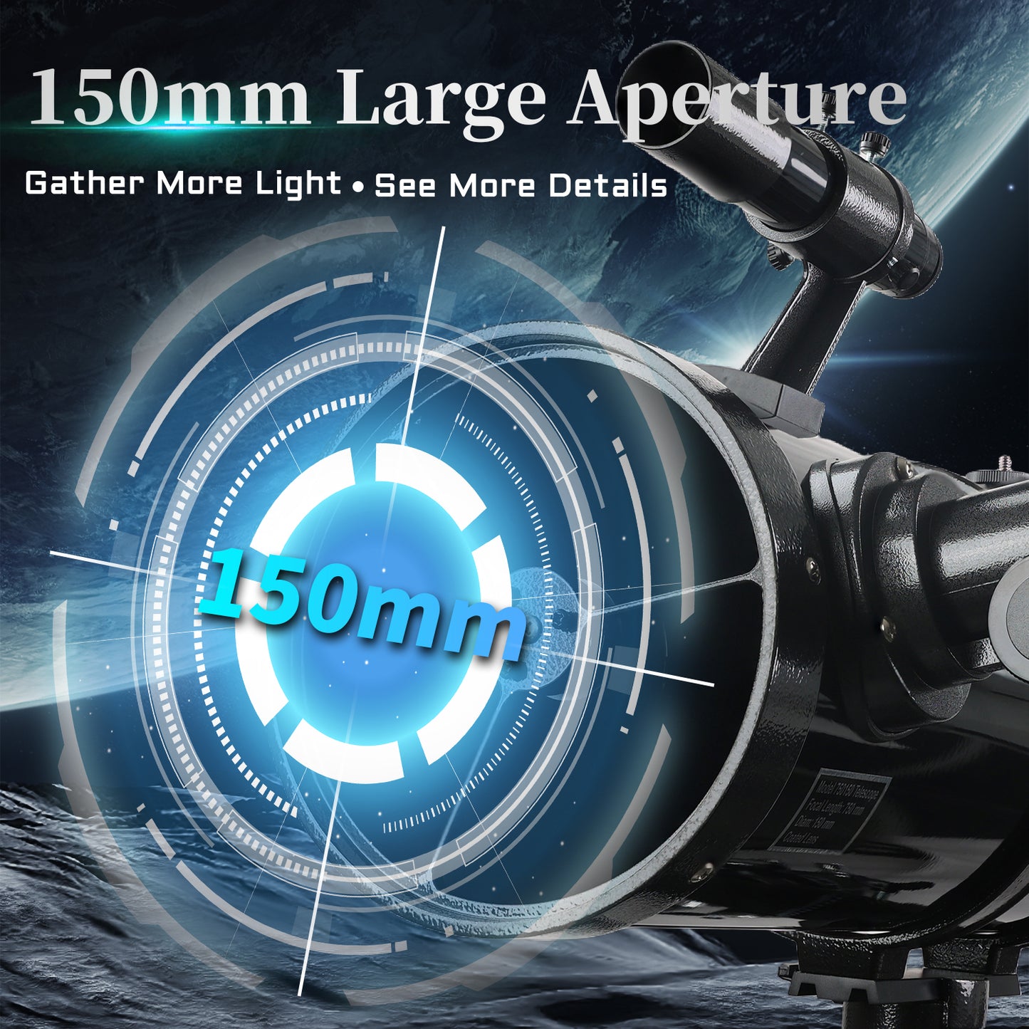 HINISO 150EQ Telescope 150mm Newtonian Reflector with EQ Mount | Advanced Moon & Planet Viewing | Tripod, Phone Adapter & BT Remote