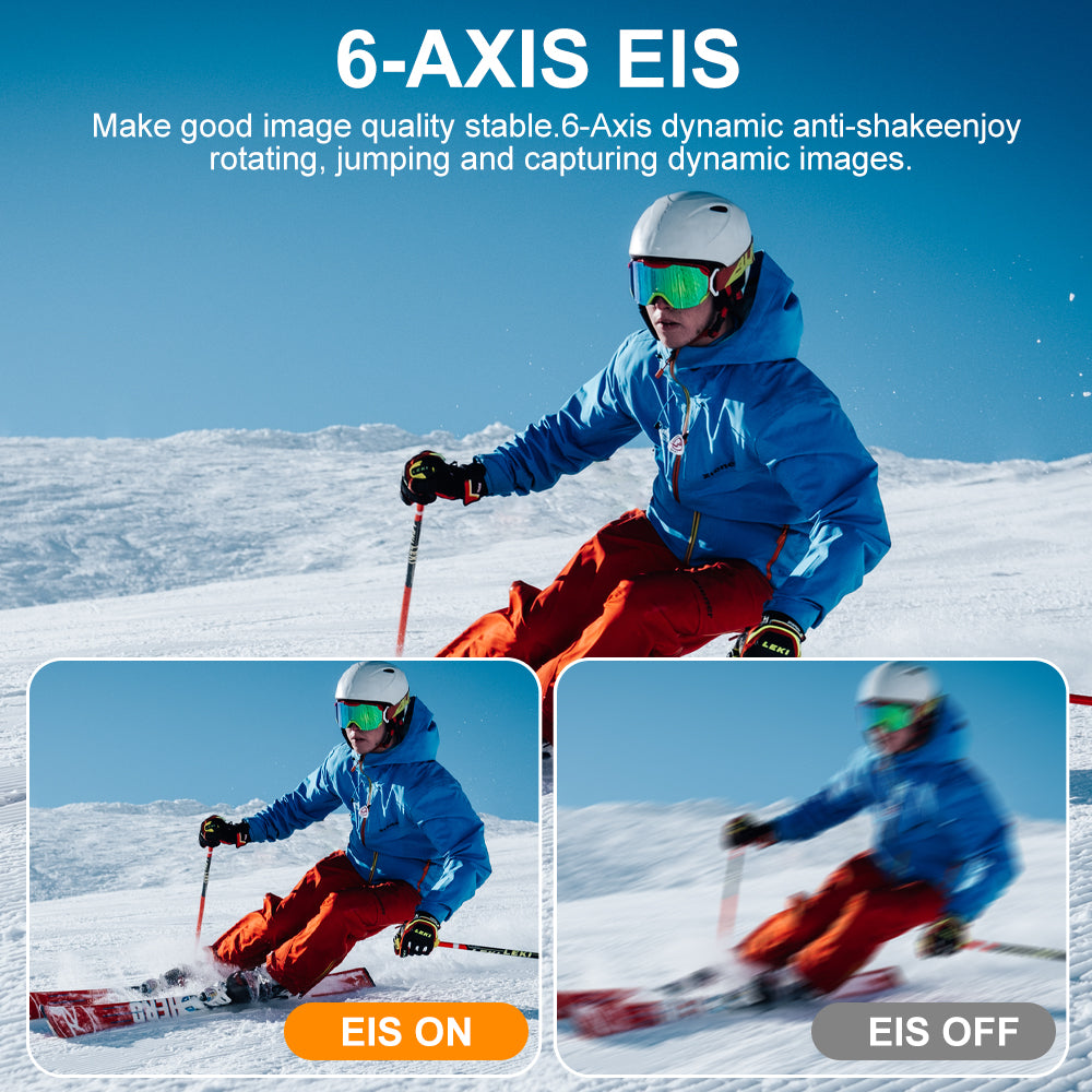 HINISO 6K Action Camera for Vlogging With Dual Touch Screen, 256GB, Remote Control, UHD, EIS, Waterproof Camera