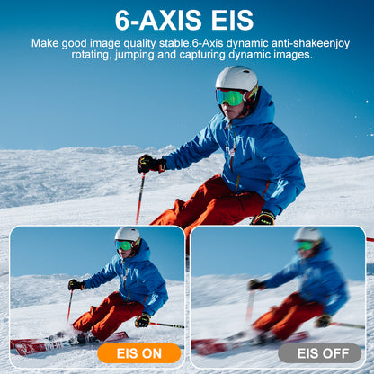 HINISO 6K Action Camera for Vlogging With Dual Touch Screen, 256GB, Remote Control, UHD, EIS, Waterproof Camera