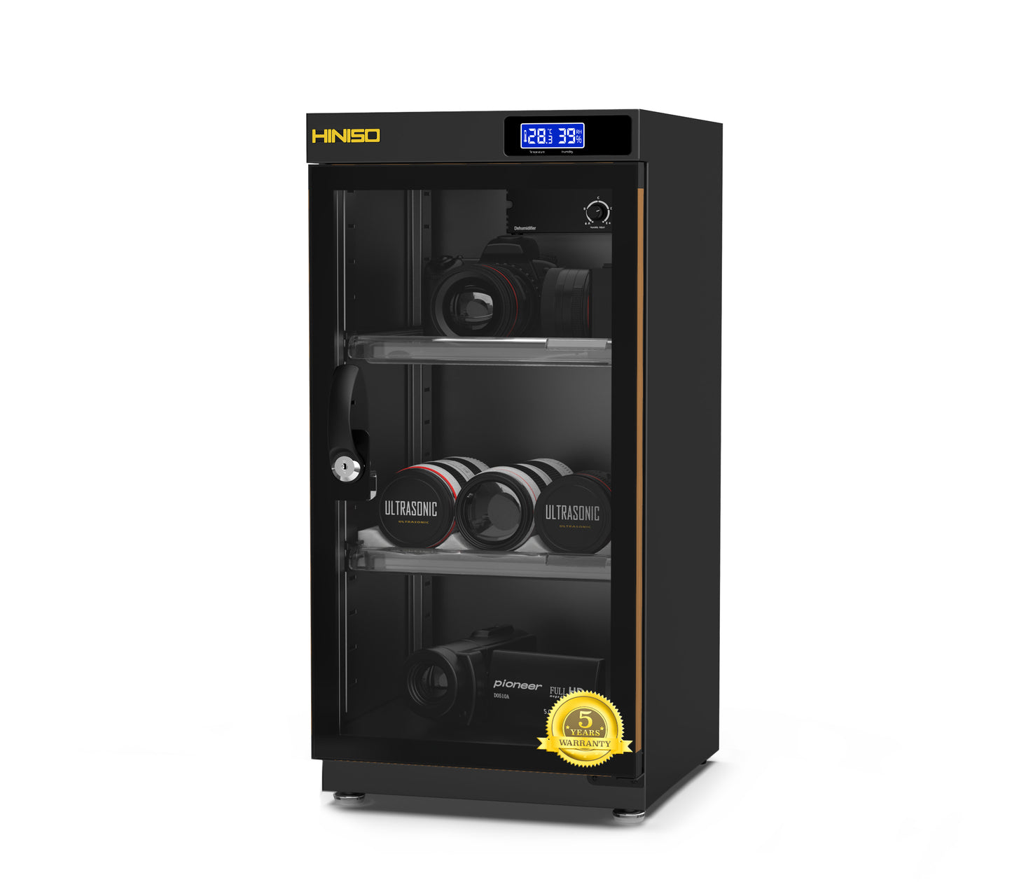 HINISO AD-50C Digital Display Dry Cabinet for Cameras - 50 litres | Comes Up with Built-in Hygrometer for Humidity Control | Safe & Durable Lens Storage