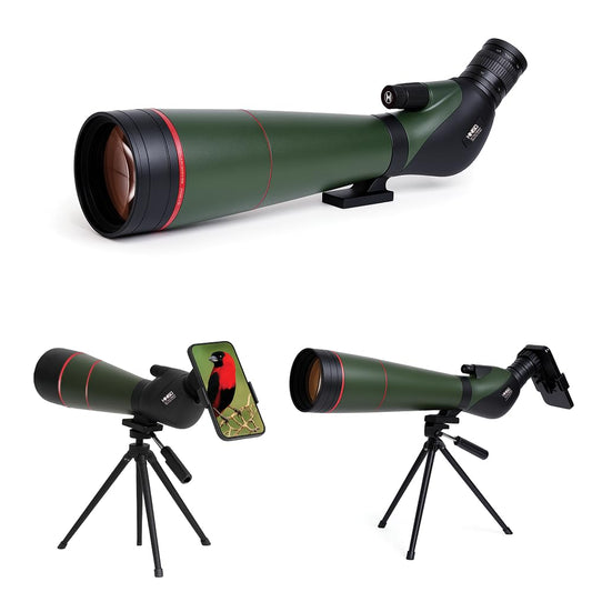Hiniso 25-75x100 HD Spotting Scope with Tripod & Phone Adapter | Dual Focus Zoom Telescope with BAK4 Prism for Bird Watching, Stargazing & Target Shooting | Waterproof with Carry Case