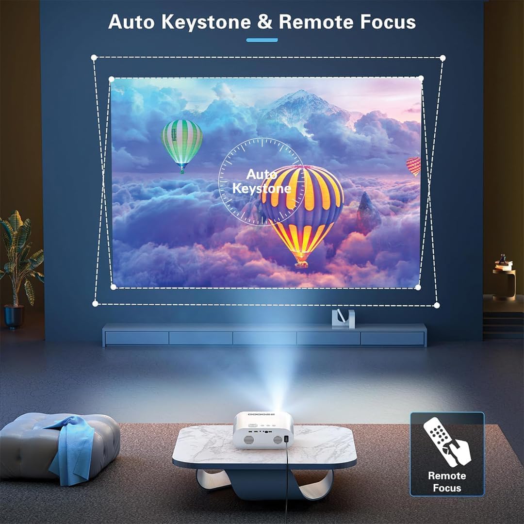 HINISO R1 4K Projector | 9500 Lumens, WiFi 6, Bluetooth 5.2 | Auto Focus, Keystone | Native 1080P for TV Stick, Phone, Laptop