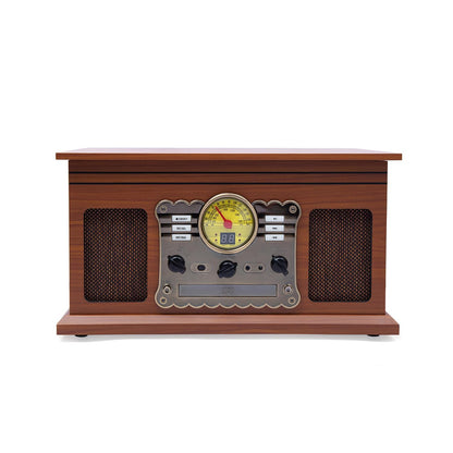 Hiniso 8-in-1 Vinyl Player with Bluetooth, USB Recording, CD/Cassette, FM, AUX, SD, Headphone Jack & Built-in Speakers | Convert Vinyl to MP3
