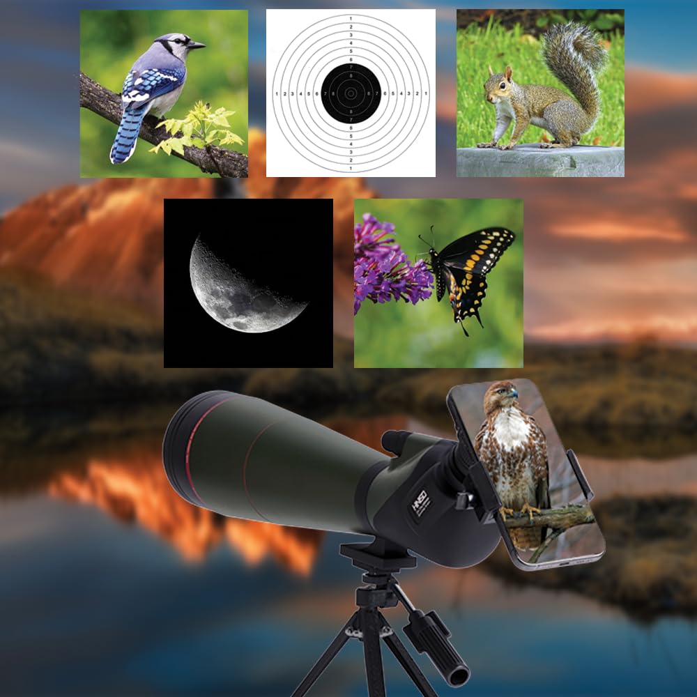 Hiniso 25-75x100 HD Spotting Scope with Tripod & Phone Adapter | Dual Focus Zoom Telescope with BAK4 Prism for Bird Watching, Stargazing & Target Shooting | Waterproof with Carry Case