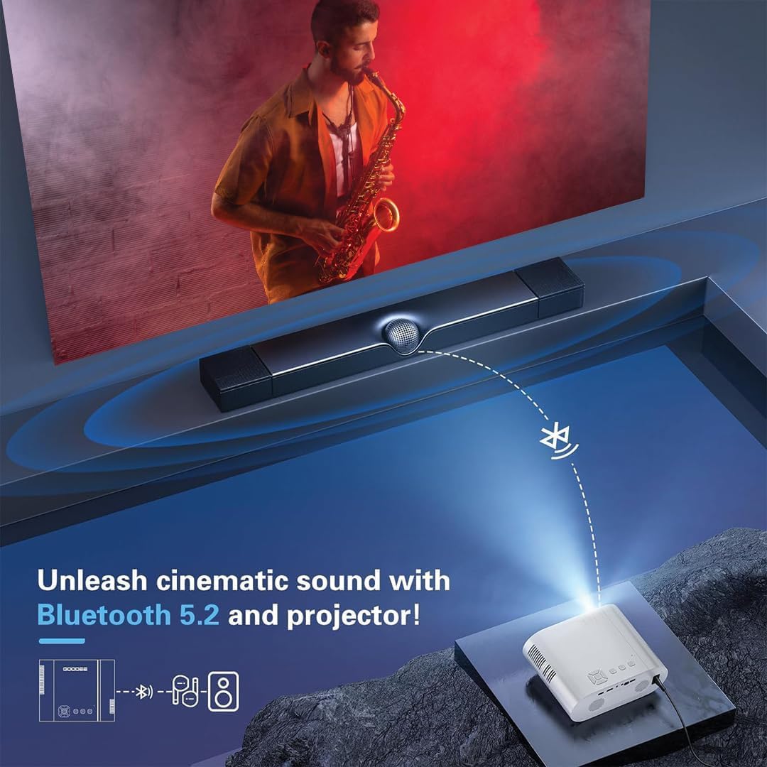 HINISO R1 4K Projector | 9500 Lumens, WiFi 6, Bluetooth 5.2 | Auto Focus, Keystone | Native 1080P for TV Stick, Phone, Laptop