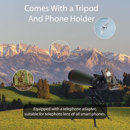 Hiniso 25-75x100 HD Spotting Scope with Tripod & Phone Adapter | Dual Focus Zoom Telescope with BAK4 Prism for Bird Watching, Stargazing & Target Shooting | Waterproof with Carry Case
