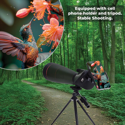 Hiniso 25-75x100 HD Spotting Scope with Tripod & Phone Adapter | Dual Focus Zoom Telescope with BAK4 Prism for Bird Watching, Stargazing & Target Shooting | Waterproof with Carry Case