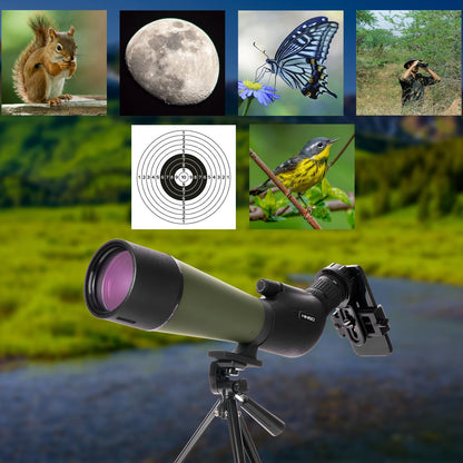 Hiniso 20-60x80 HD Spotting Scope with Tripod, Phone Adapter & Carry Bag | BAK4 Prism, Single Focus, Waterproof & Fogproof Telescope for Bird Watching, Stargazing & Target Shooting