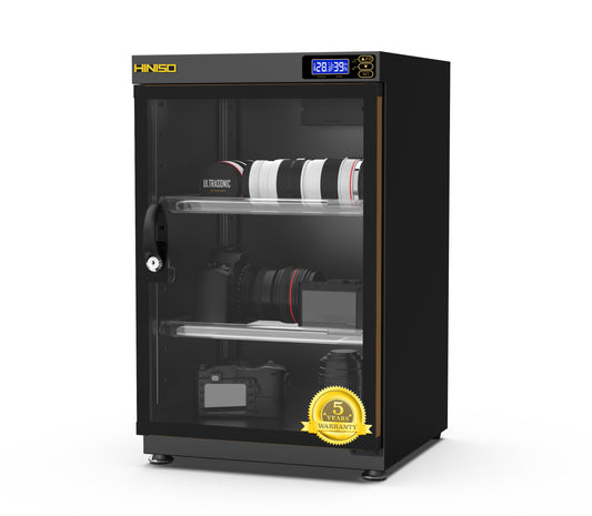 HINISO 80L Camera Dry Cabinet with UV Light & Touch Panel | Electronic Humidity Control 25–60% RH for DSLR & Lenses