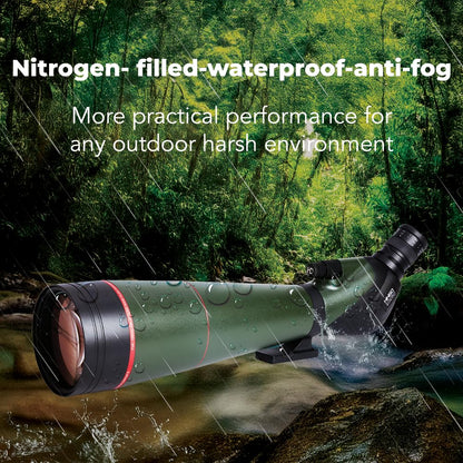 Hiniso 25-75x100 HD Spotting Scope with Tripod & Phone Adapter | Dual Focus Zoom Telescope with BAK4 Prism for Bird Watching, Stargazing & Target Shooting | Waterproof with Carry Case