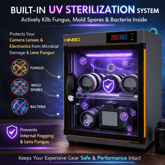 HINISO AD-30S Digital Display Dry Cabinet For Cameras - 34 Litres | Comes Up With BUILT-IN HYGROMETER For Humidity Control | Safe & Durable Lens Storage