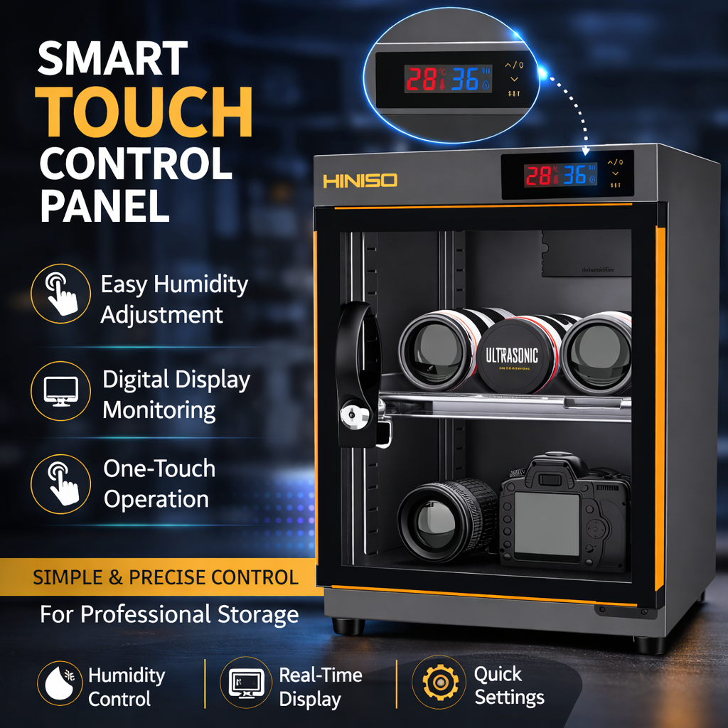 HINISO AD-30S 34L Camera Dry Cabinet | Touch Panel Humidity Control, UV Sterilization, Hygrometer, Anti-Fungus Storage Box