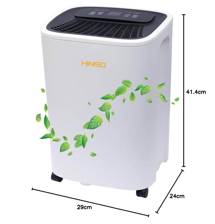 Hiniso 10L WiFi Dehumidifier | 2000 Sq.ft Coverage | Auto Defrost, Overflow Protection, Timer for Home & Basement