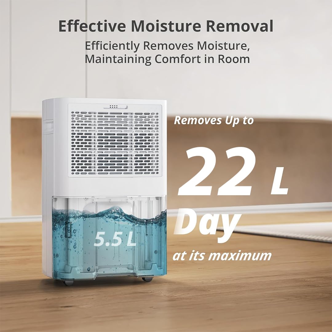 HINISO 22L Smart WiFi Dehumidifier | UV, Ionizer, App Control, 4500 Sq.ft | 5.5L Tank, Auto Defrost, Timer