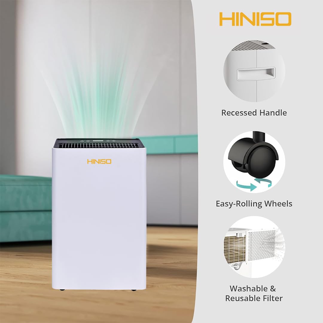 HINISO 22L Smart WiFi Dehumidifier | UV, Ionizer, App Control, 4500 Sq.ft | 5.5L Tank, Auto Defrost, Timer