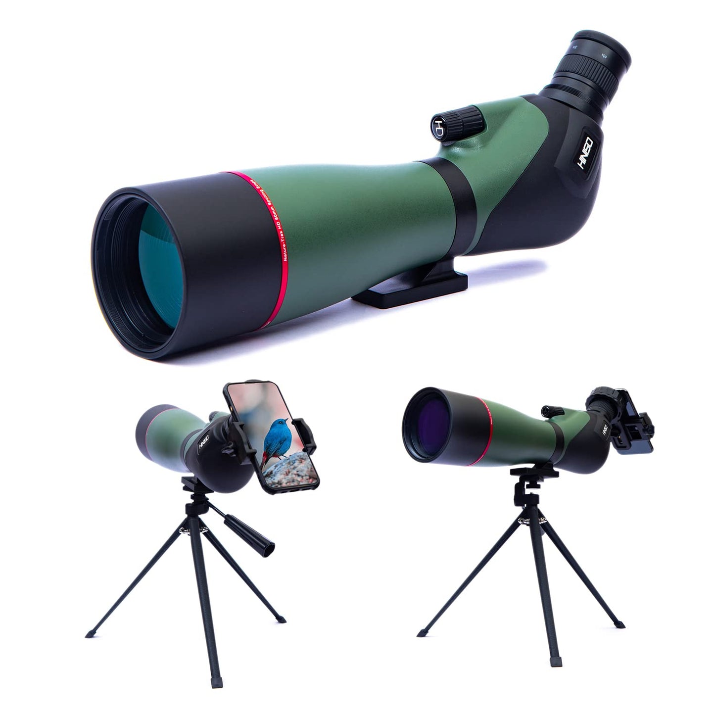 HINISO 20-60x80 Spotting Scope | HD Zoom Telescope with Tripod, Phone Adapter & Bag – Waterproof, BAK4 Prism