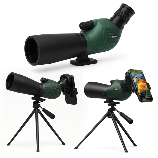 Hiniso 20-60x60 HD Spotting Scope with Tripod & Phone Mount | Waterproof BAK4 Prism Telescope for Bird Watching, Wildlife, Stargazing & Moon Viewing