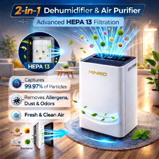 HINISO 16L Smart WiFi Dehumidifier with HEPA 13 Filter | 3200 Sq.ft Coverage | Ionizer | 3.2L Tank | Auto Defrost | Quiet Operation