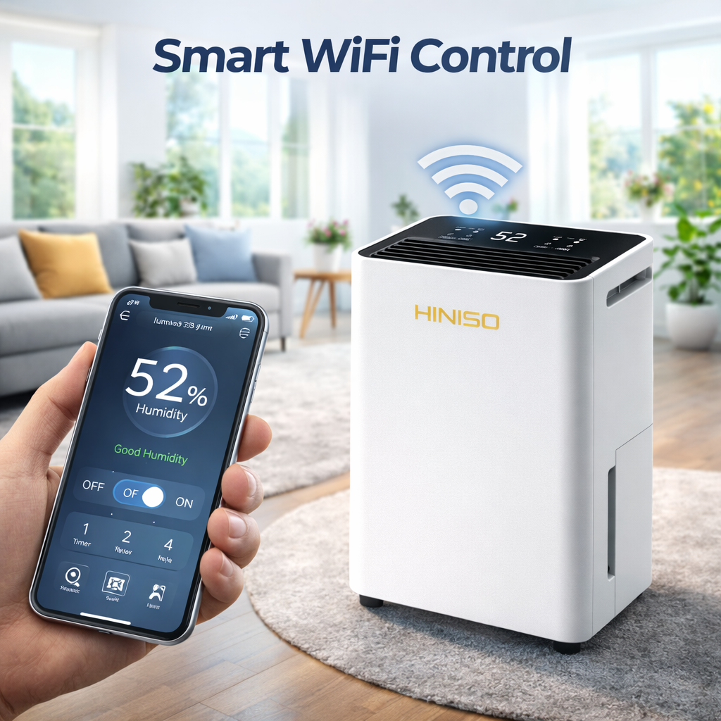 HINISO 16L Smart WiFi Dehumidifier with HEPA 13 Filter | 3200 Sq.ft Coverage | Ionizer | 3.2L Tank | Auto Defrost | Quiet Operation