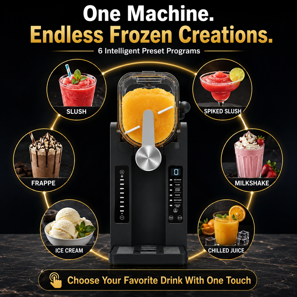 HINISO Slushie Maker Machine, 2.6L, No Ice Required, Compressor Cooling, Frozen Beverage, Frappé, Milkshake & Cocktail Maker