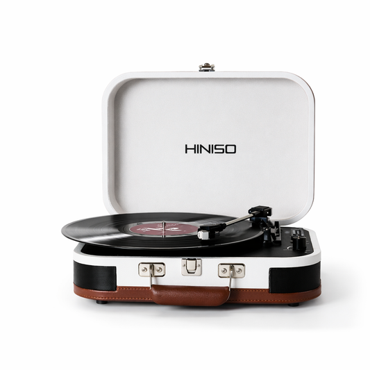 HINISO T601 Bluetooth Vinyl Record Player with Magnetic Cartridge & Diamond Stylus | 3-Speed Suitcase Turntable (33/45/78 RPM) | USB & SD Recording | Bluetooth Input & Output | Built-in Speakers