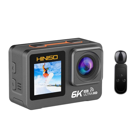 HINISO 6K Action Camera for Vlogging With Dual Touch Screen, 256GB, Remote Control, UHD, EIS, Waterproof Camera
