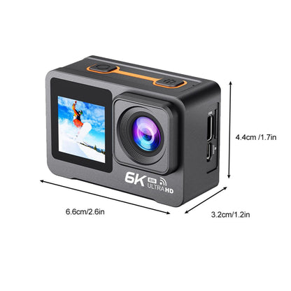 HINISO 6K Action Camera for Vlogging With Dual Touch Screen, 256GB, Remote Control, UHD, EIS, Waterproof Camera