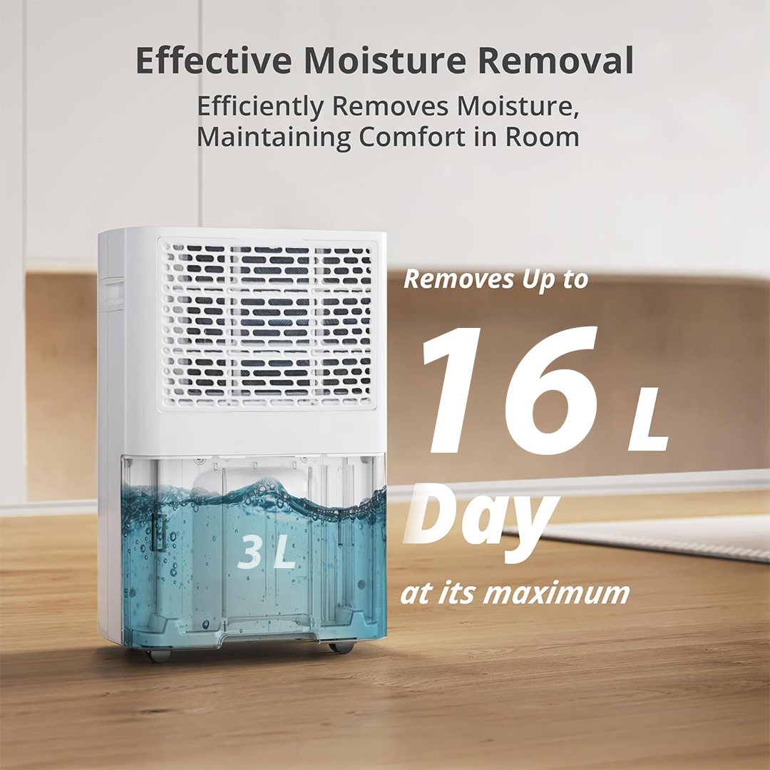 HINISO 16L Smart WiFi Dehumidifier for Home up to 3200 Sq.ft | Compressor Based | Built-in Ionizer Air Purifier | 3.2L Water Tank | Clothes Drying, Auto Defrost & Quiet Mode