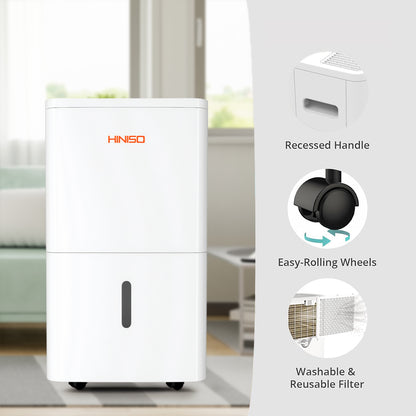 HINISO 30L WiFi Smart Dehumidifier for Home & Basement up to 5500 Sq.ft | App Control, 6.5L Tank, Drain Hose, Ionizer, Auto-Defrost, Quiet Operation, Clothes Dry Mode