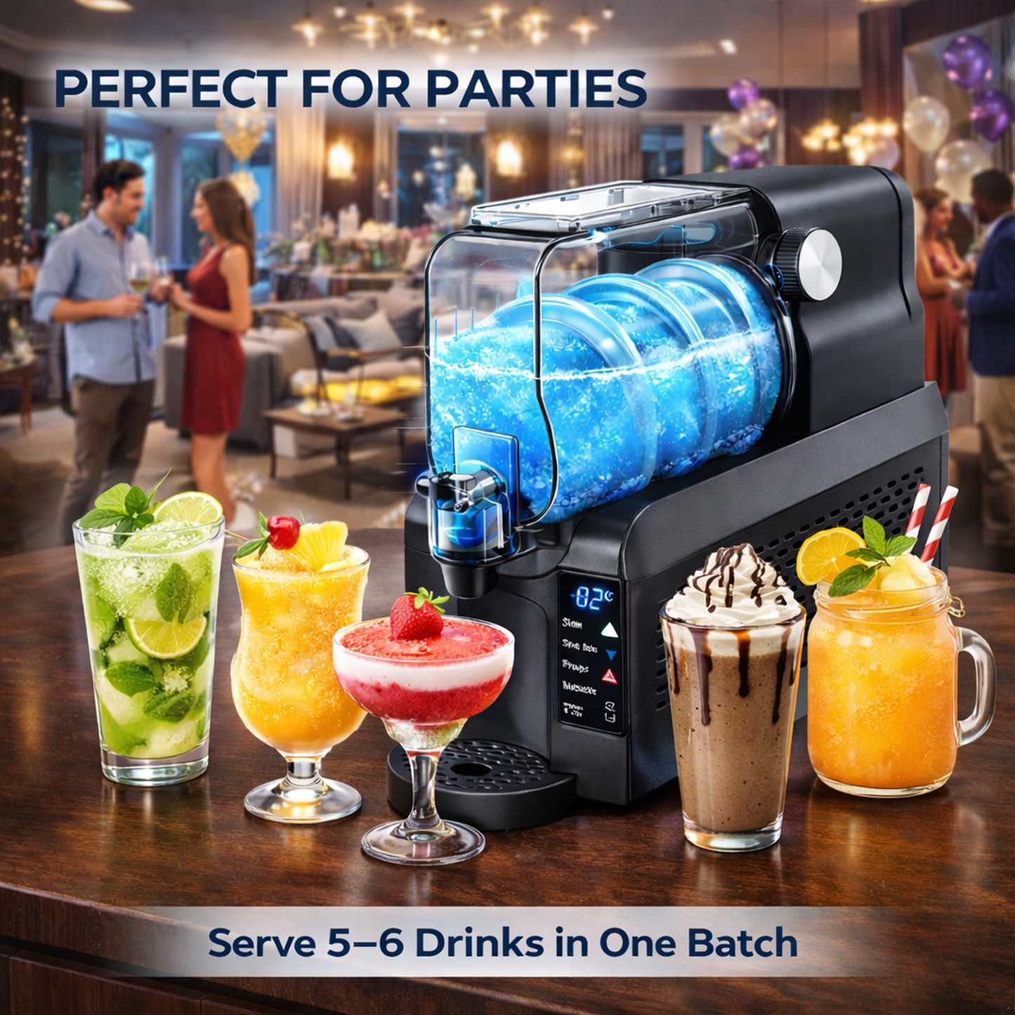 HINISO SL750 Slushie Maker Machine | No Ice Needed | 5 Preset Modes | 3.7L Tank | Frozen Drinks, Milkshakes & Cocktails