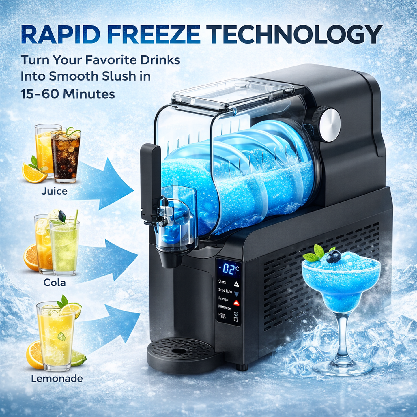 HINISO SL750 Slushie Maker Machine | No Ice Needed | 5 Preset Modes | 3.7L Tank | Frozen Drinks, Milkshakes & Cocktails
